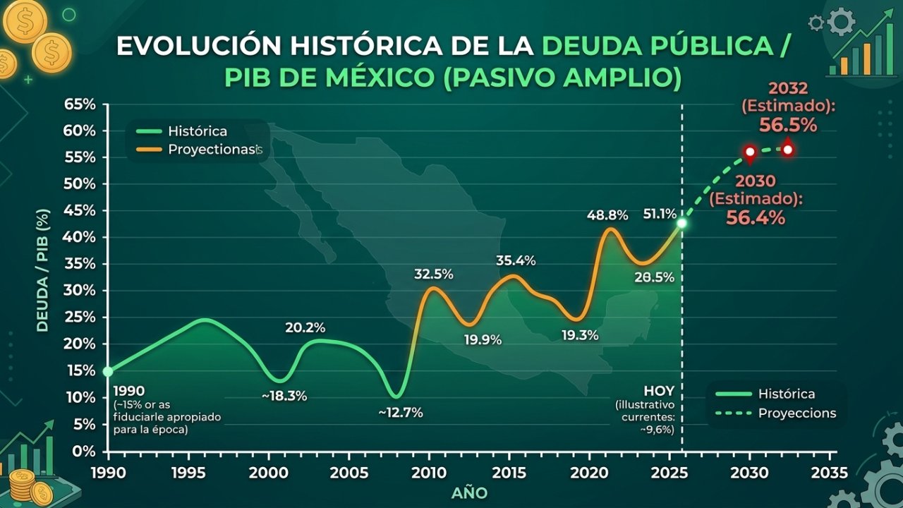 La deuda pública de México subirá al 56.4% del PIB: deberás 160 mil pesos