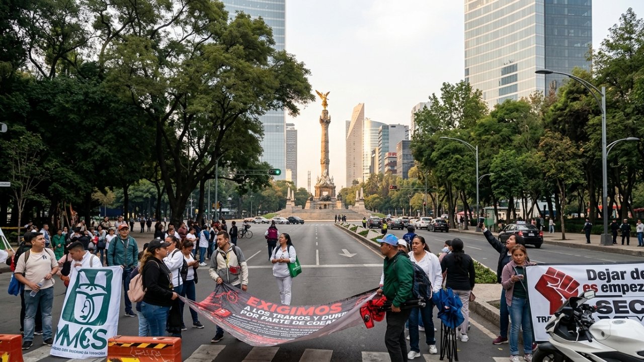 Plantón del IMSS en Reforma se mantiene tras romper diálogo con Gobernación