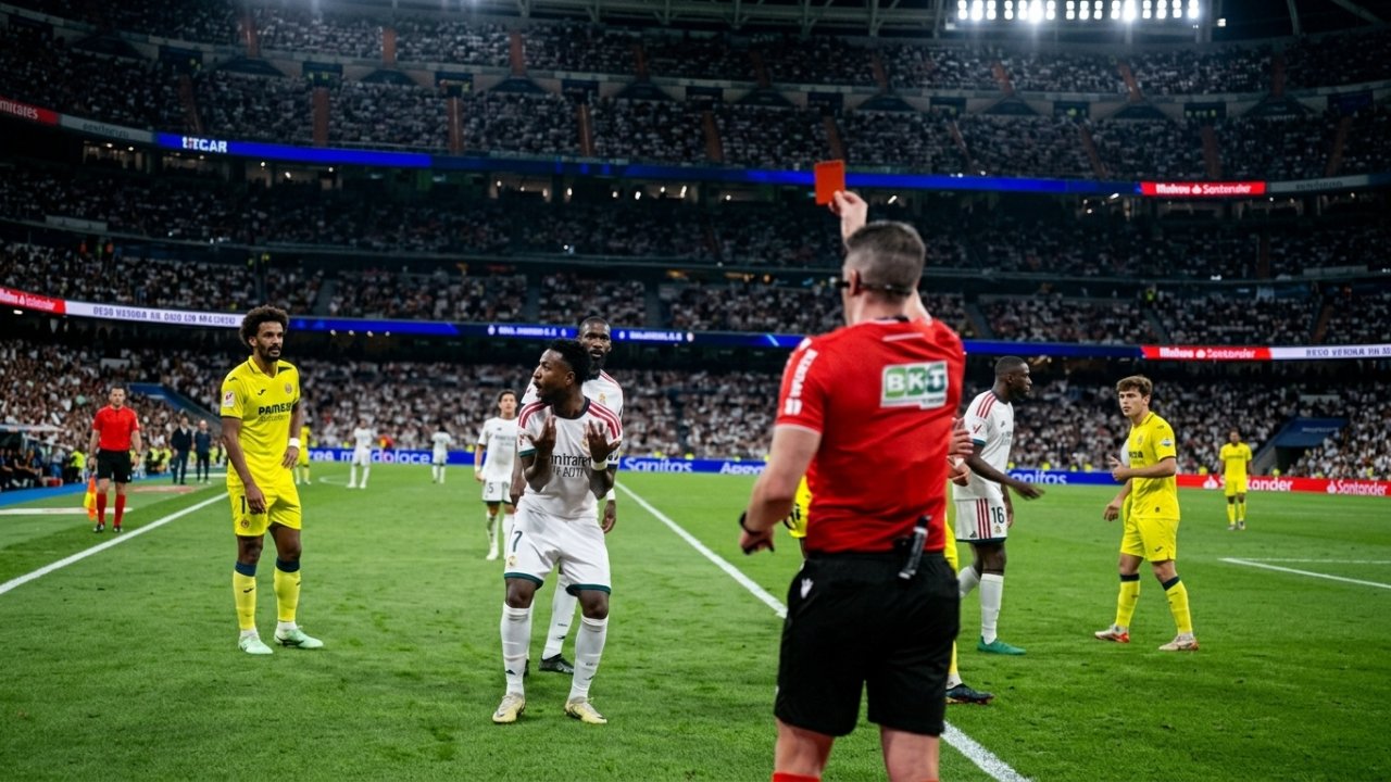 Vinícius es expulsado tras revisión del VAR en el duelo Real Madrid vs Villarreal